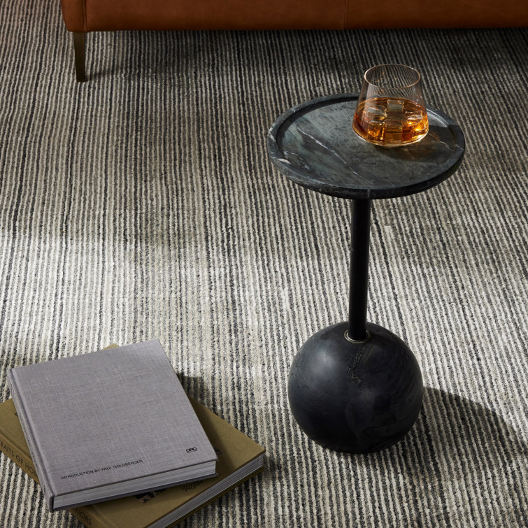Elegant Viola Round Black Marble and Iron Side Table