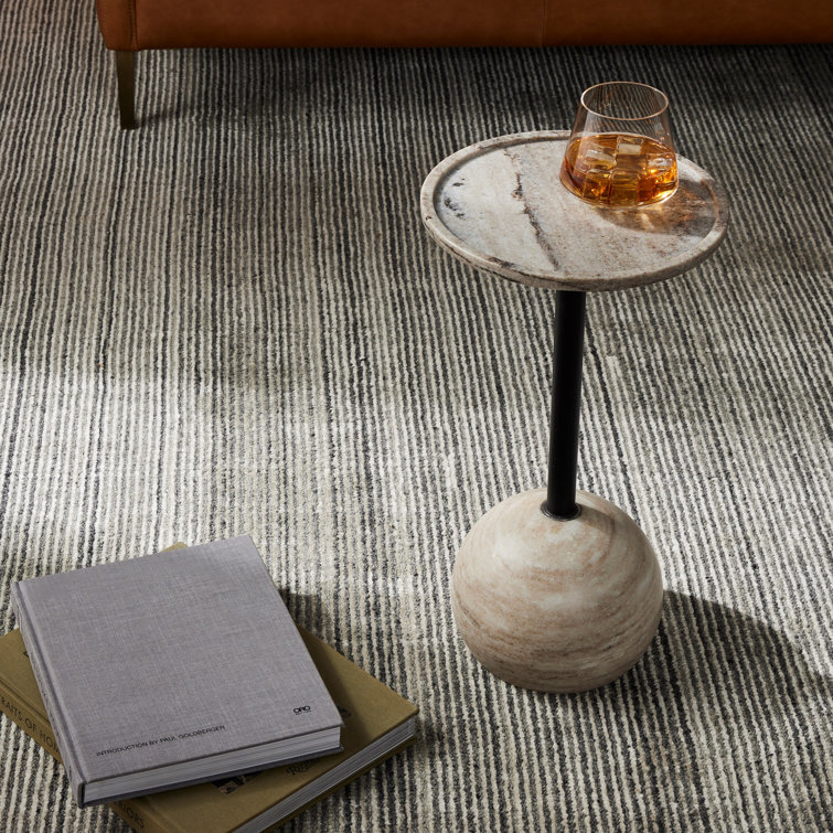 Elegant Viola Round Stone and Metal End Table