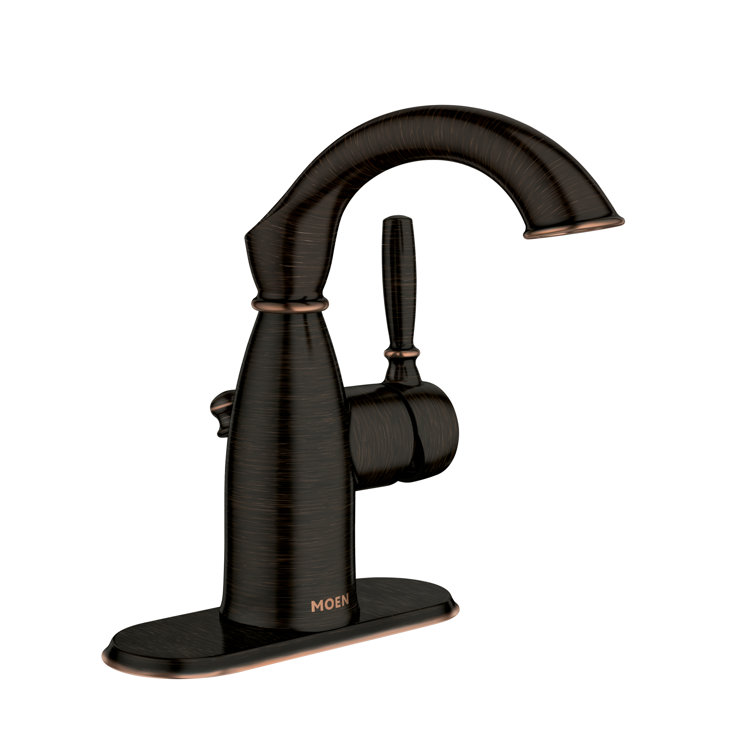 Mediterranean Bronze Single Hole Bathroom Faucet with Drain Assembly