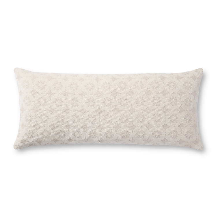 Ava Ivory and Beige Floral Lumbar Pillow Cover