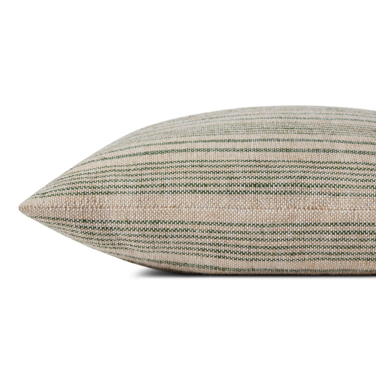 Elaine 18" Beige and Sage Square Cotton Jute Pillow