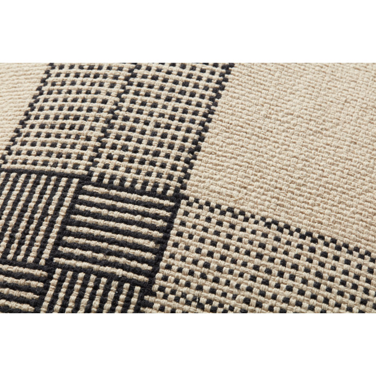 Cream and Terracotta Handwoven Cotton Throw Pillow with Down Insert