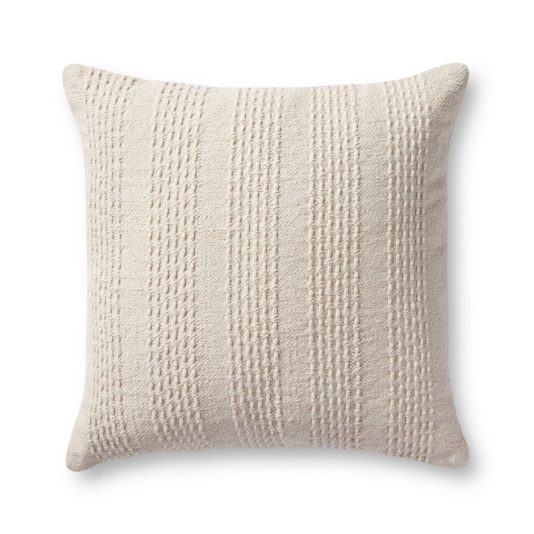 Ivory Handwoven Cotton 22'' x 22'' Pillow with Down Insert