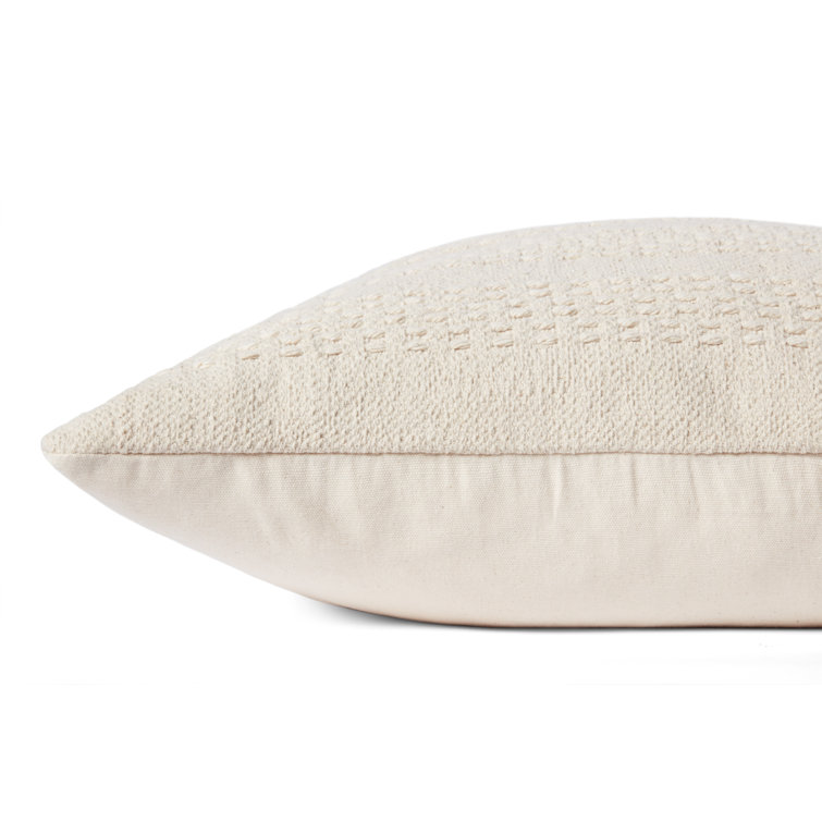 Ivory Handwoven Cotton 22'' x 22'' Pillow with Down Insert