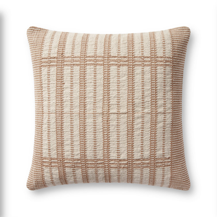 Marion Gold and Beige 22'' Handwoven Down Pillow