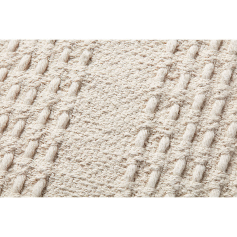 Ivory Handwoven Cotton 22'' x 22'' Pillow with Down Insert