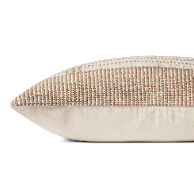 Marion Gold and Beige 22'' Handwoven Down Pillow