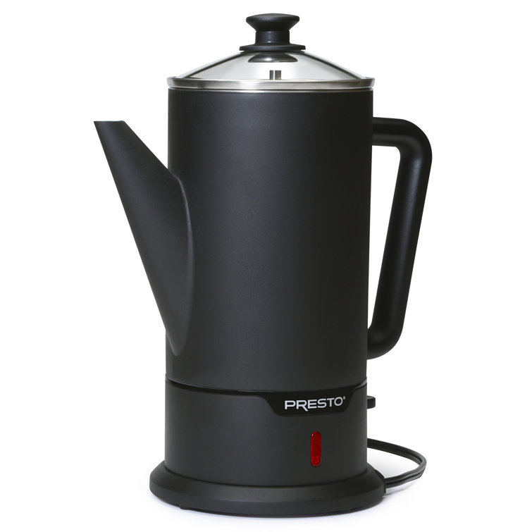 Presto Matte Black 12-Cup Cordless Stainless Steel Coffee Percolator