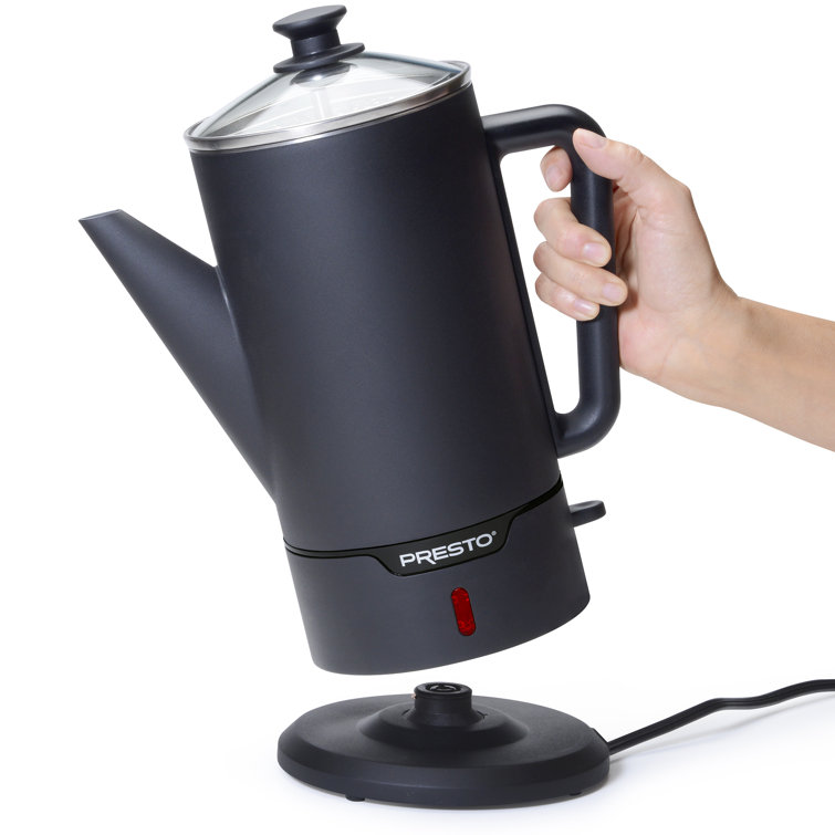 Presto Matte Black 12-Cup Cordless Stainless Steel Coffee Percolator