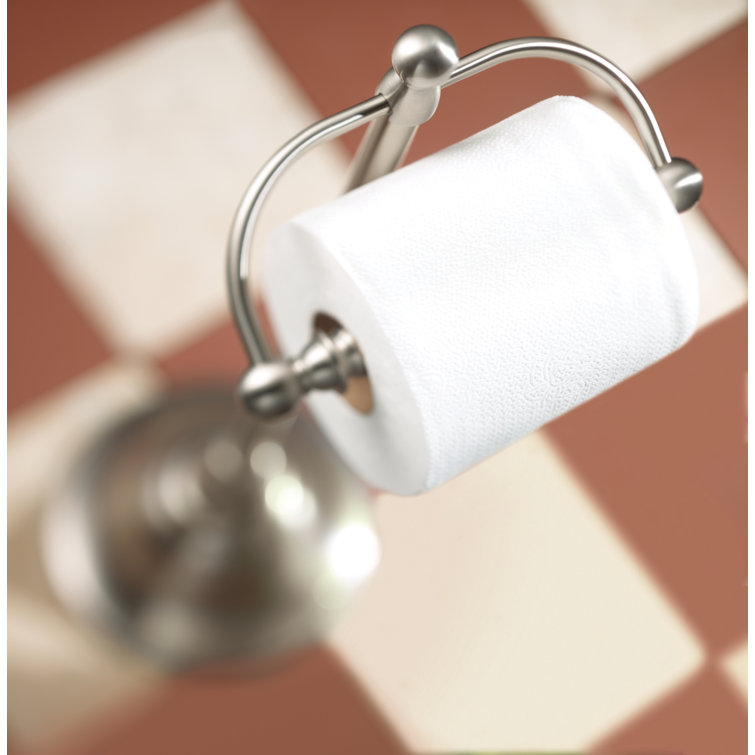 Brushed Nickel Freestanding Modern Toilet Paper Holder