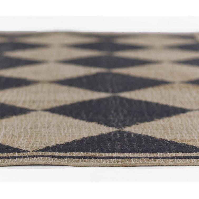 Orchard Court Black Hand-Woven Wool 5' x 8' Area Rug