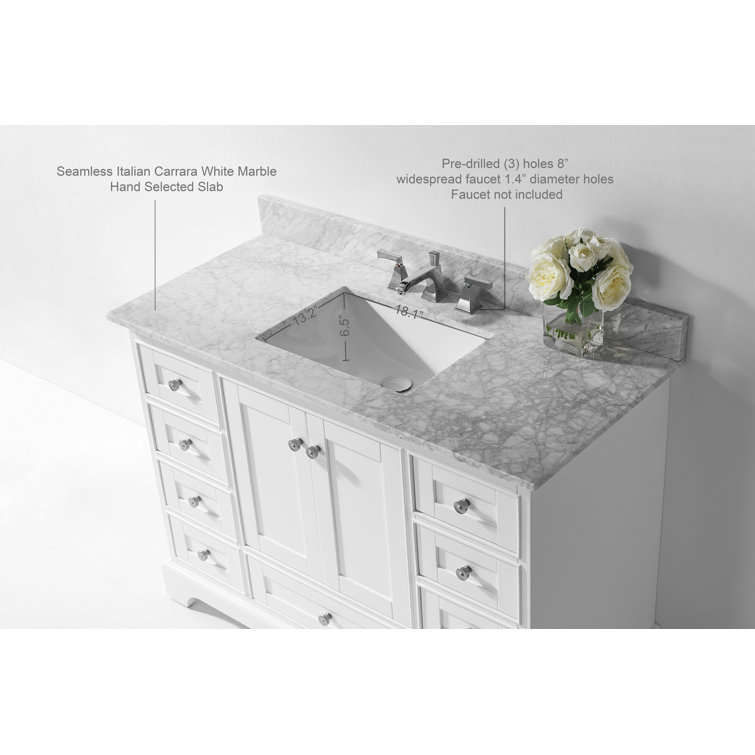 Audrey 48'' White Marble Top Single Sink Vanity