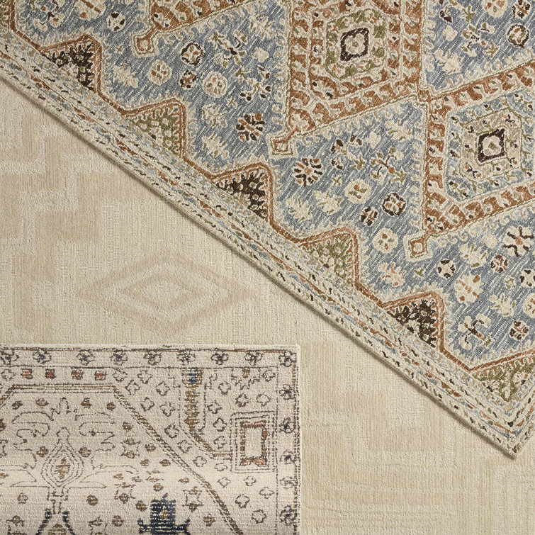Ivory and Gray Hand-Tufted Wool Medallion Rug, 8' x 10'