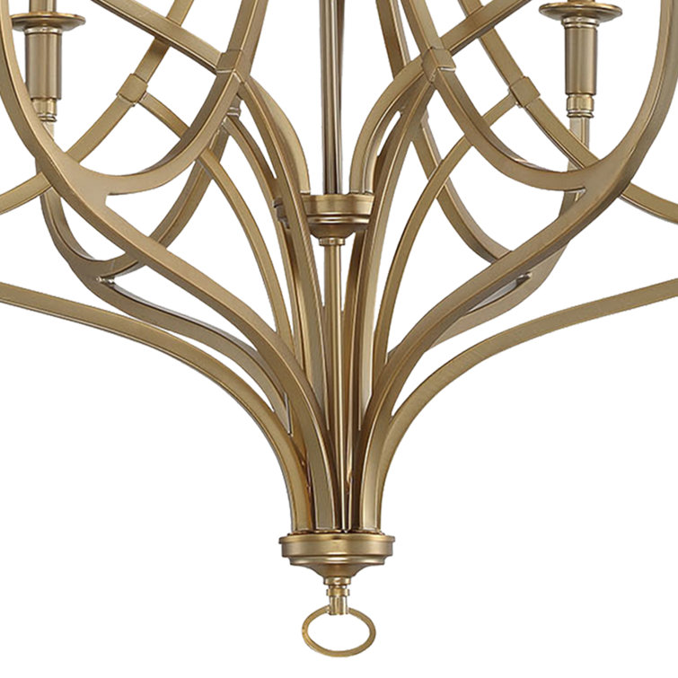 Elegant Brushed Honey Gold 9-Light Candle Chandelier