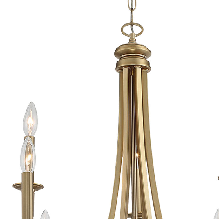 Elegant Brushed Honey Gold 9-Light Candle Chandelier
