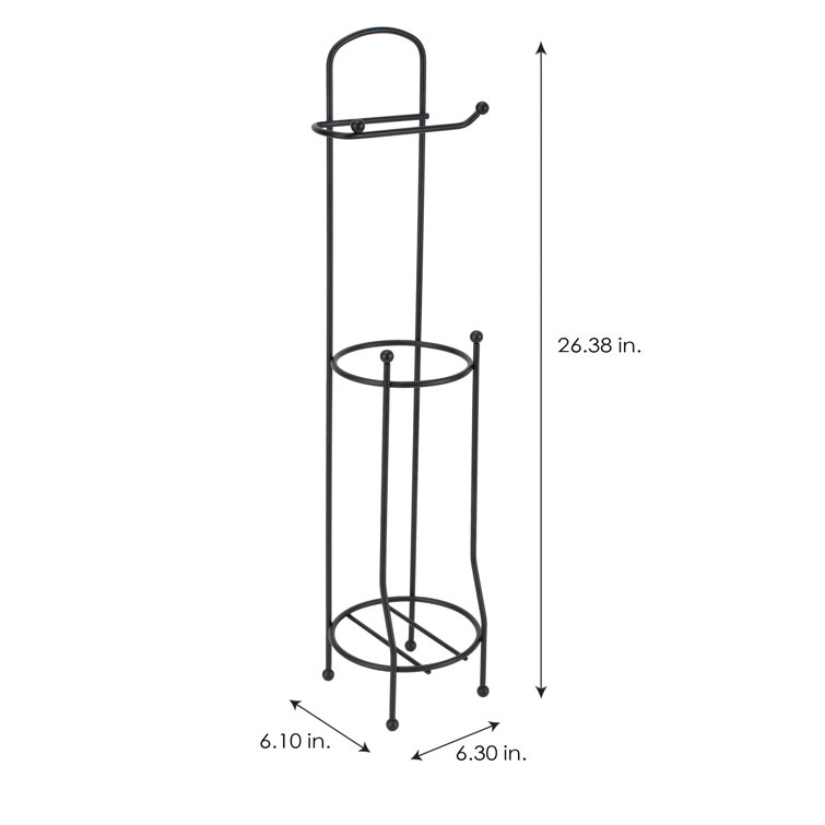 Matte Black Freestanding Toilet Paper Holder with Dispenser