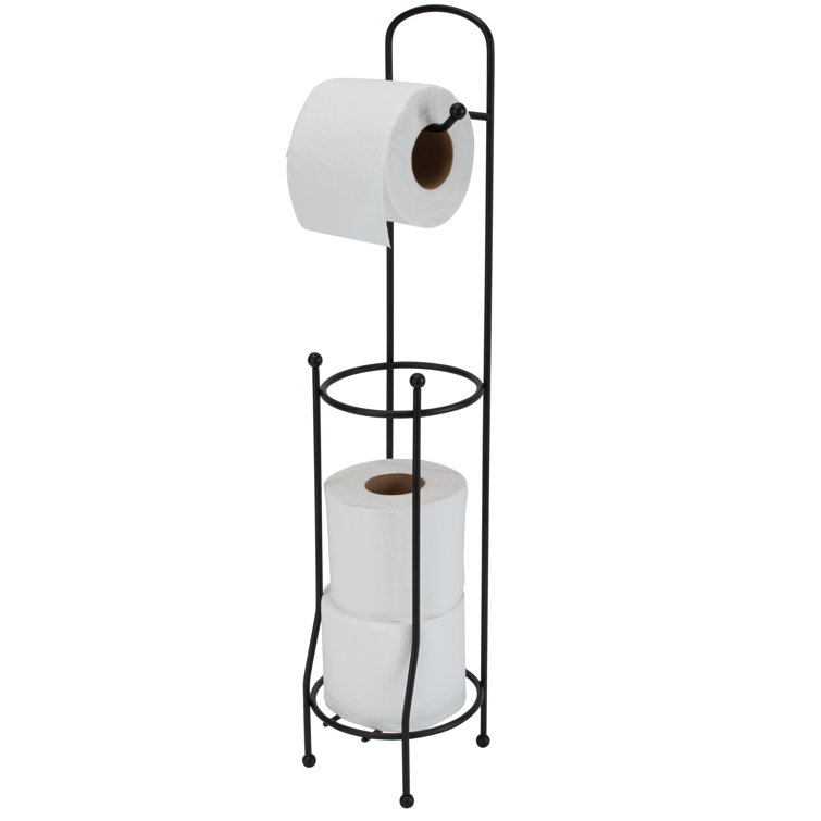 Matte Black Freestanding Toilet Paper Holder with Dispenser