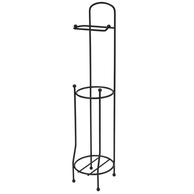 Matte Black Freestanding Toilet Paper Holder with Dispenser