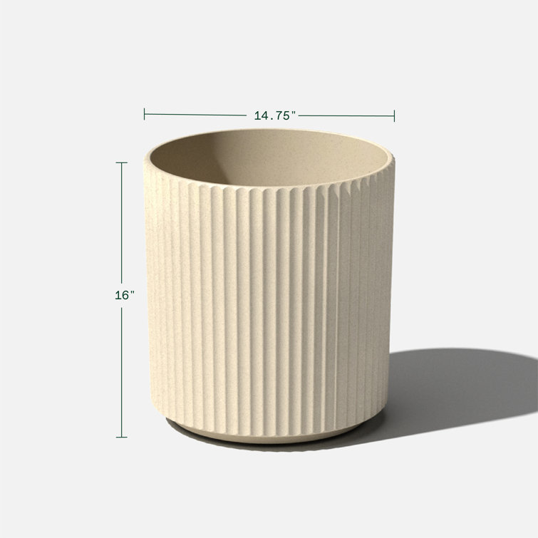 Demi 16" Sandstone Plastic-Stone Round Planter