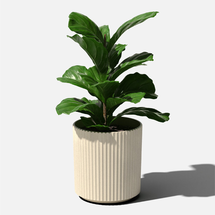 Demi 16" Sandstone Plastic-Stone Round Planter