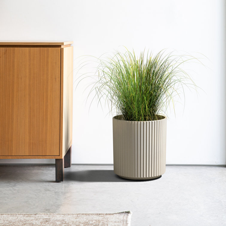 Demi 16" Sandstone Plastic-Stone Round Planter