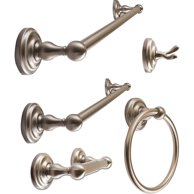 Satin Nickel 5-Piece Bathroom Hardware Set