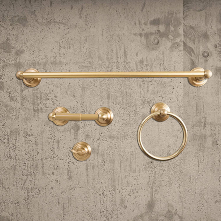 Robiki Satin Brass 4-Piece Bathroom Hardware Set
