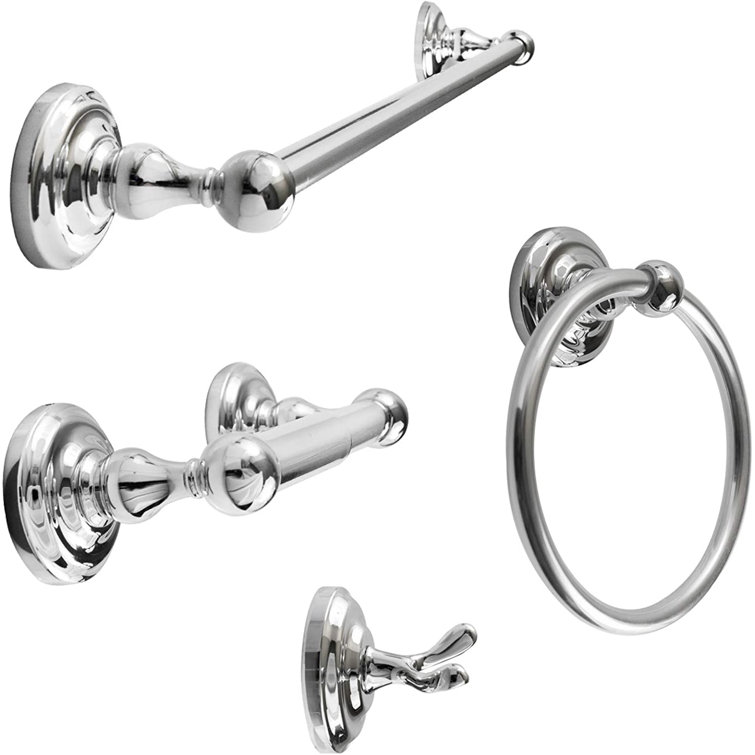 Polished Chrome 4-Piece Metal Bathroom Hardware Set