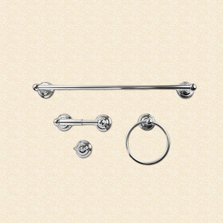Polished Chrome 4-Piece Metal Bathroom Hardware Set