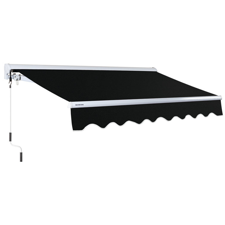 Black 8' x 6' Manual Retractable Aluminum Patio Awning