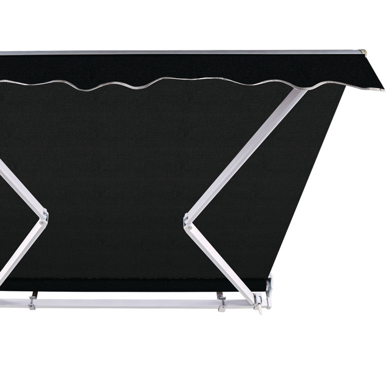 Black 8' x 6' Manual Retractable Aluminum Patio Awning