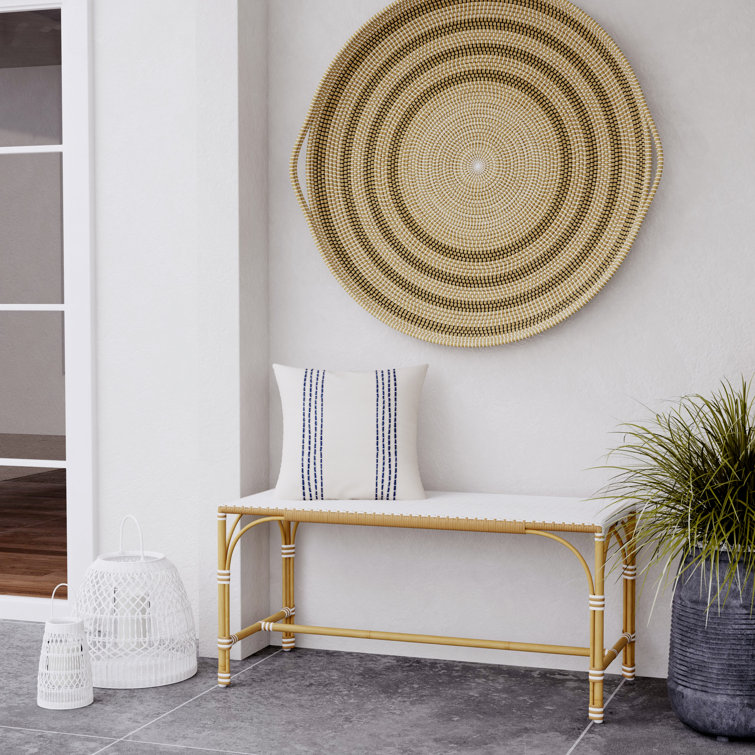 White and Beige Aluminum and Rattan Picnic Bench