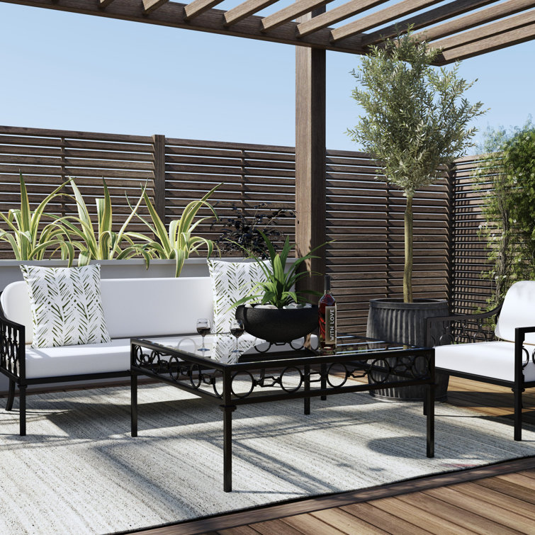 Southport Black Iron and Glass Square Coffee Table
