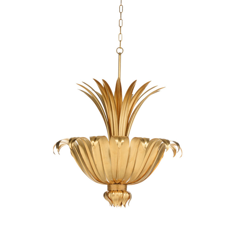 Antique Gold Leaf 5-Light Iron Chandelier