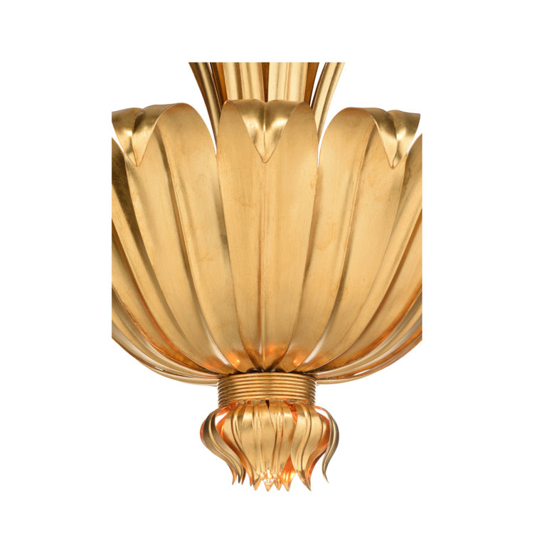 Antique Gold Leaf 5-Light Iron Chandelier