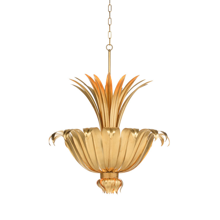 Antique Gold Leaf 5-Light Iron Chandelier