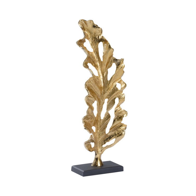 Gold and Black Aluminum Oak Leaf Sculpture