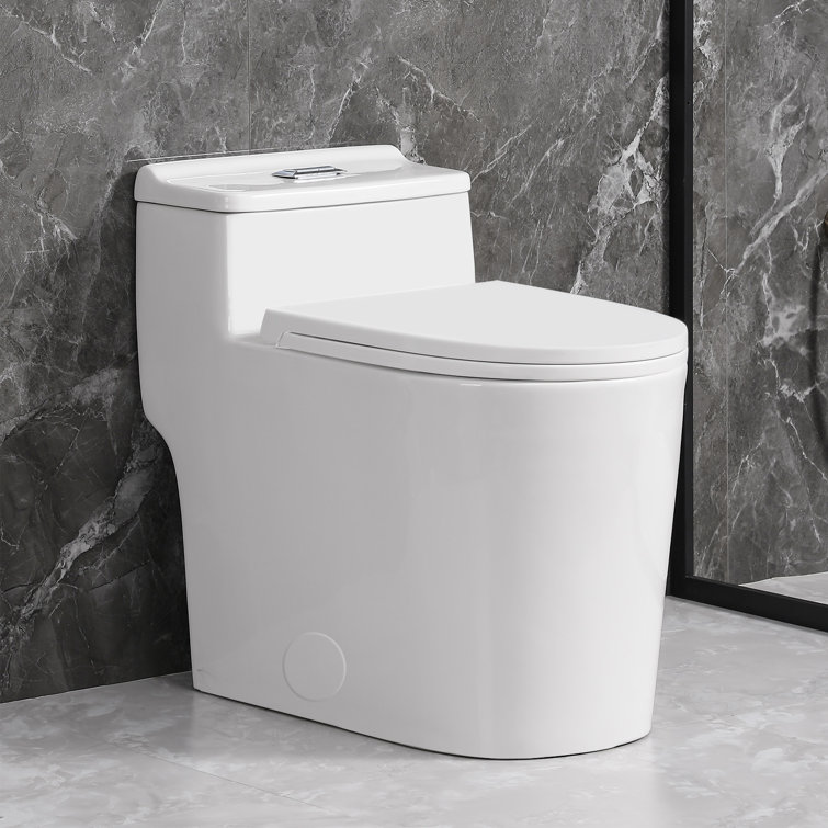 White Elongated Dual Flush High Efficiency One-Piece Toilet