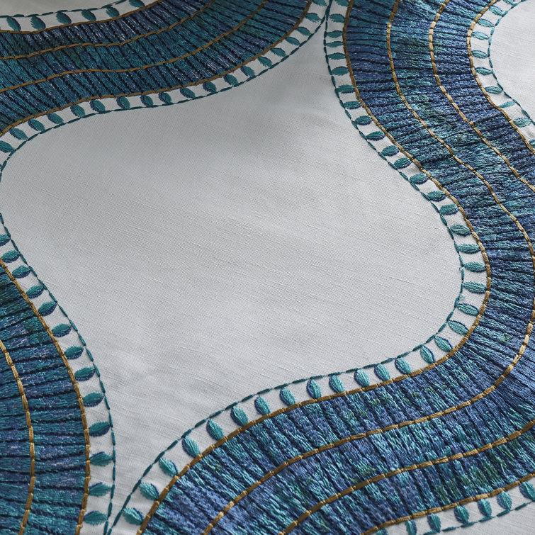 Egyptian Collar Embroidered Linen Cotton Reversible Pillow