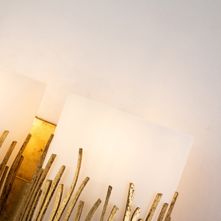 Gold 2-Light Outdoor Vanity Light with Frosted Glass