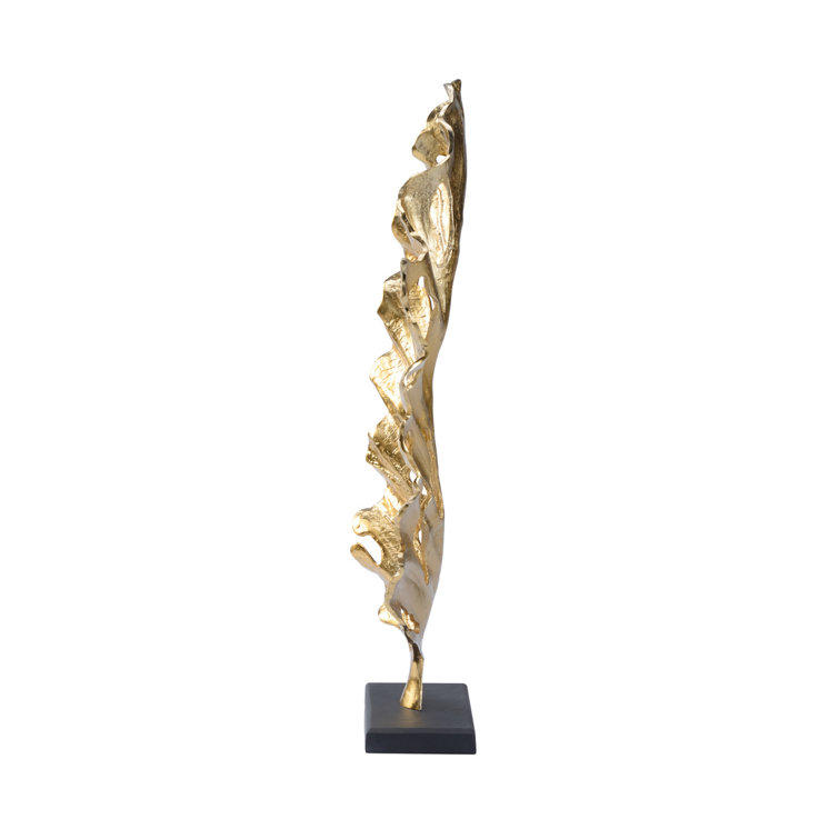 Gold and Black Aluminum Oak Leaf Sculpture