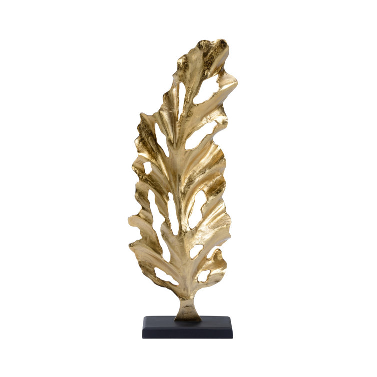Gold and Black Aluminum Oak Leaf Sculpture