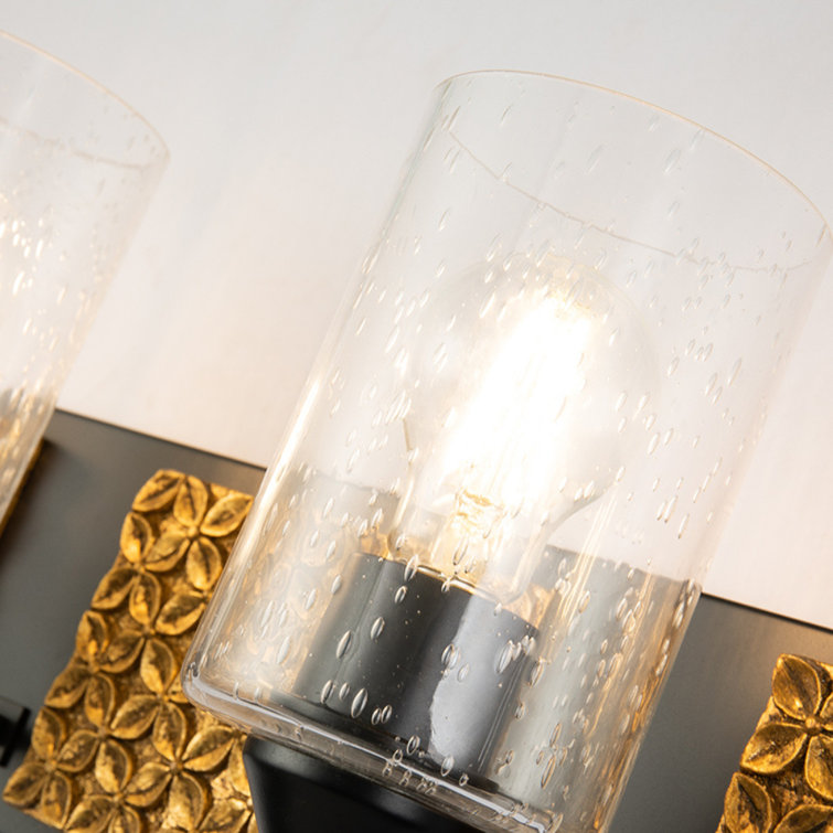 Matte Black and Gold 3-Light Outdoor Vanity Light