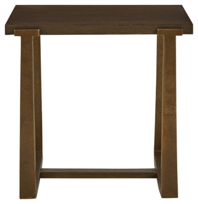Balintmore Contemporary 22" Rectangular End Table in Brown and Gold