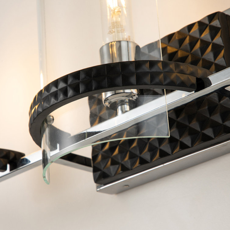 Mazant 28" Textured Black and Polished Chrome 3-Light Vanity Light