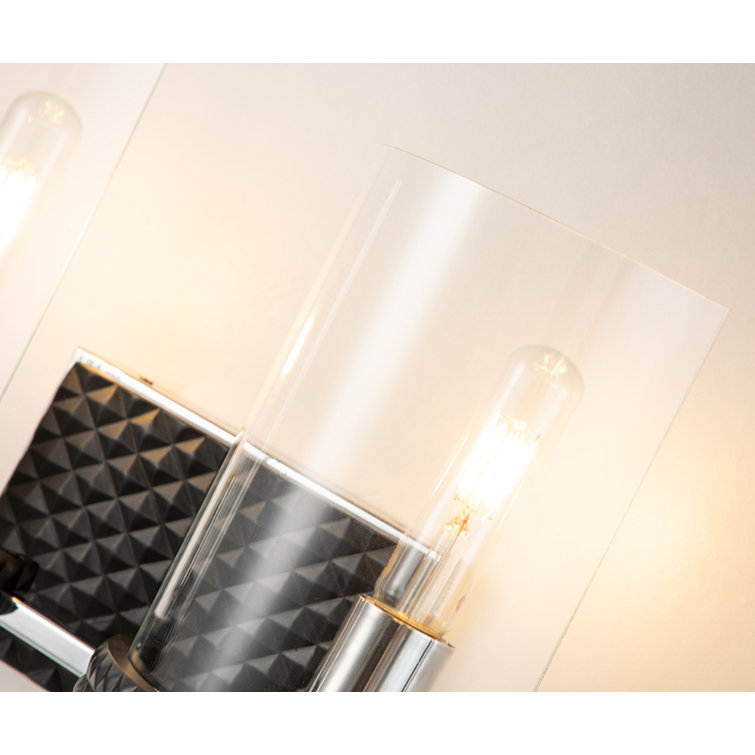 Matte Black and Chrome 2-Light Outdoor Vanity Light