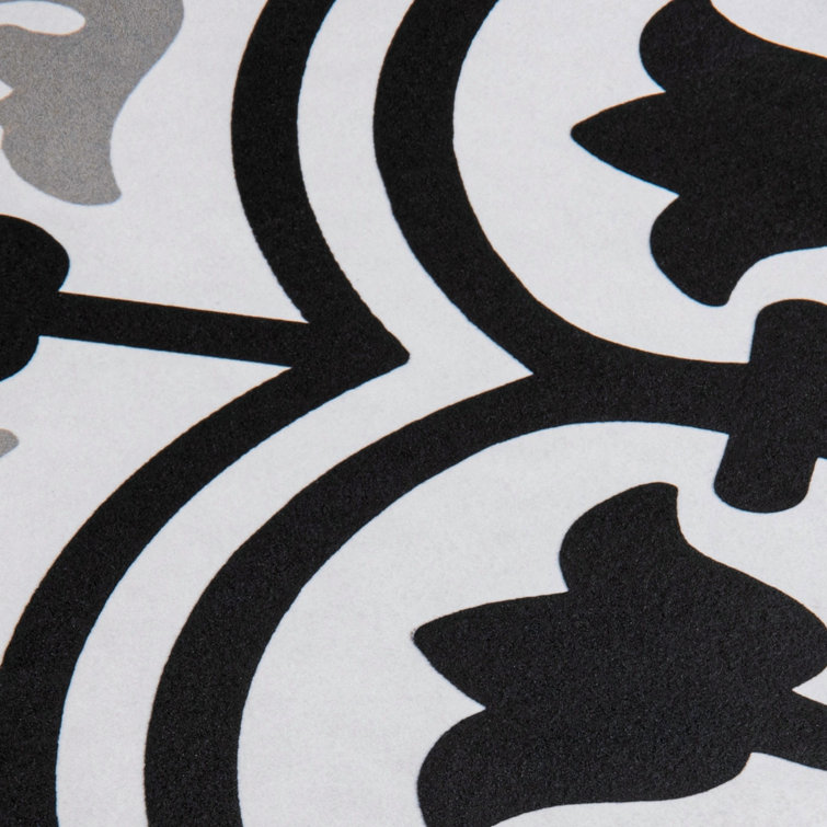 Bliss 8" Black and White Porcelain Patterned Tile