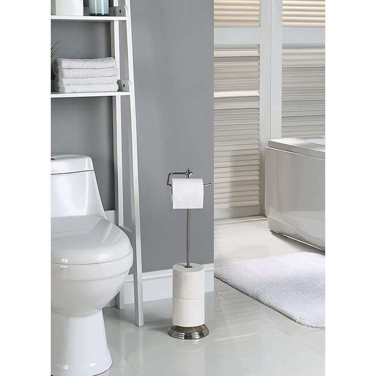 Chrome Free Standing Toilet Paper Holder with Reserve Function