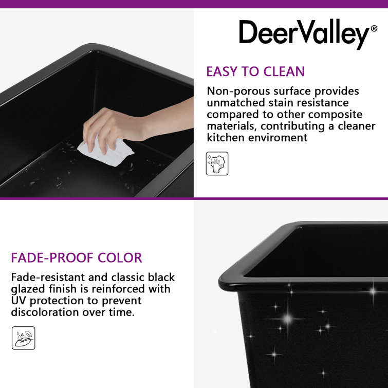 Matte Black Fireclay Farmhouse Drop-In Kitchen Sink