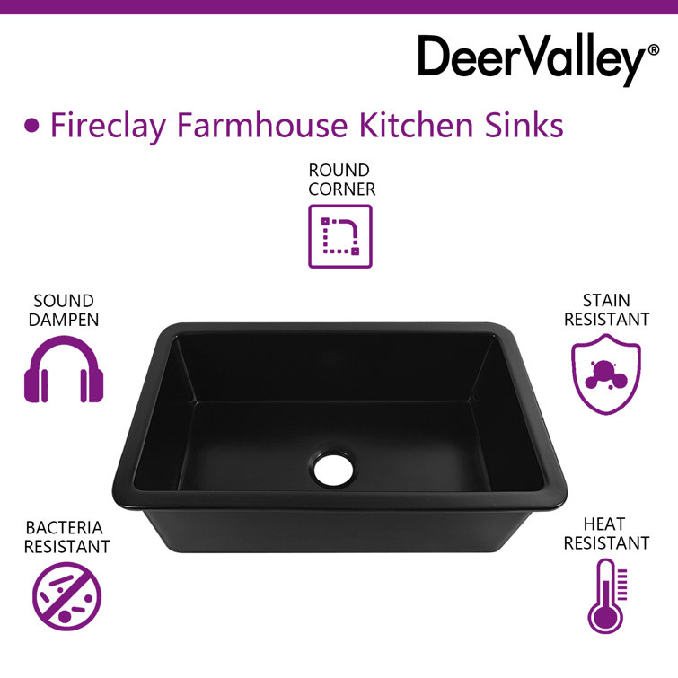 Matte Black Fireclay Farmhouse Drop-In Kitchen Sink